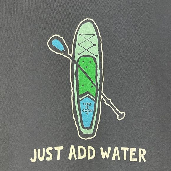 Life is Good Crusher Tee Womens Small "Just Add Water" Kayak Blue Short Sleeve - Picture 3 of 8